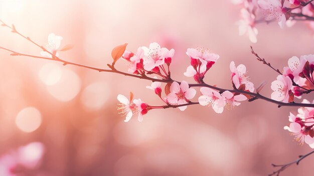 arrière-plan nature avec bordure de printemps ou art de fond avec fleur rose