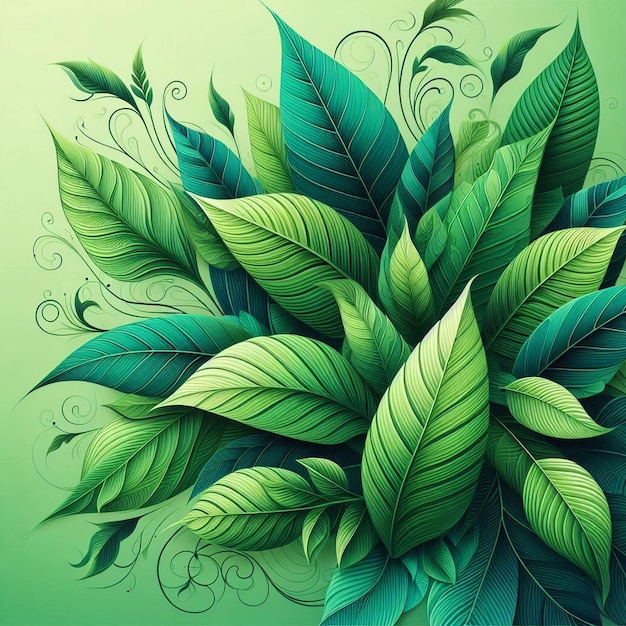 Arrière-plan de la nature des feuilles illustration du motif de la plante conception de la toile de fond abstract une illustration de papier peint de nature verte vibrante