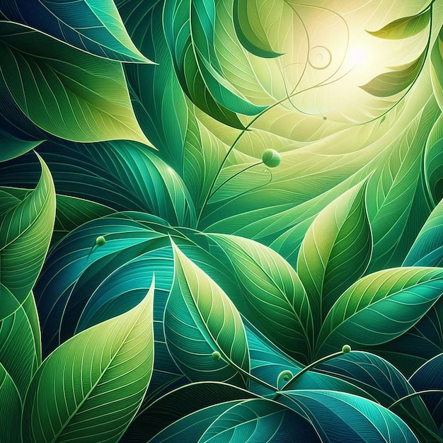 Arrière-plan de la nature des feuilles illustration du motif de la plante conception de la toile de fond abstract une illustration de papier peint de nature verte vibrante