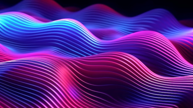 Arrière-plan néon avec des ondes techno abstraites générées par l'IA