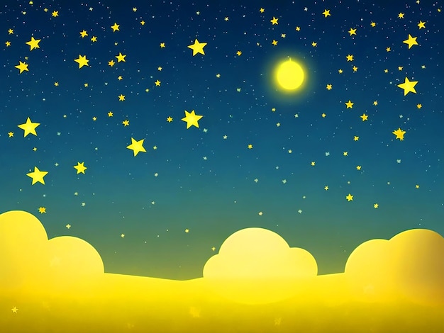 un arrière-plan nocturne adorable L'arrière-plan est ponctué par des nuages et de petites étoiles d'un scintillement