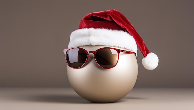 Arrière-plan de Noël avec cadeau de boule de Noël chapeau rouge arrière-fond de Noël