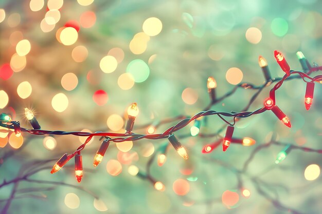 Photo arrière-plan de noël de lumières bokeh avec effet vintage