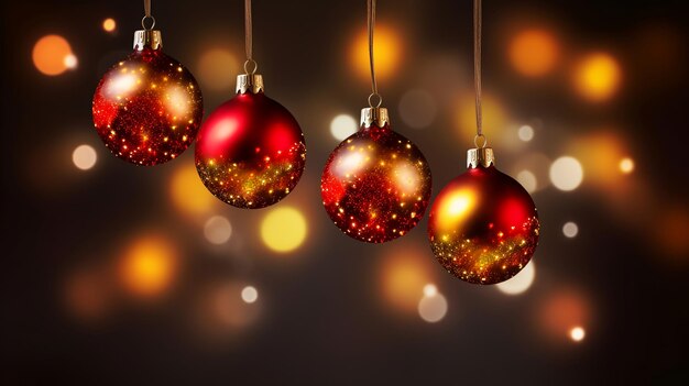 Arrière-plan de Noël de luxe Arrière-plan de Noël avec des boules de Noël avec effet bokeh