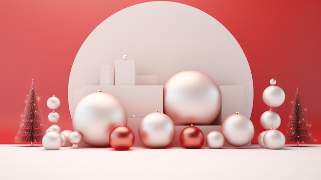 Arrière-plan de Noël rouge Décorations de Noël élégantes modernes et créatives