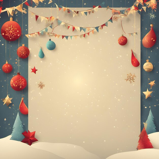 Photo arrière-plan de noël simple ou bonne année, flocon de neige, éléments de l'arbre de noël, design rétroconceptuel