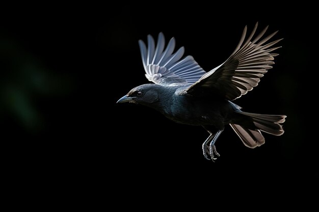 Arrière-plan noir avec un léger contour d'un oiseau en vol