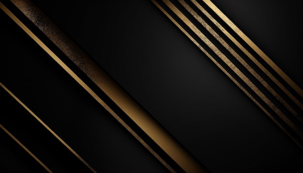 Arrière-plan noir de luxe avec des lignes dorées
