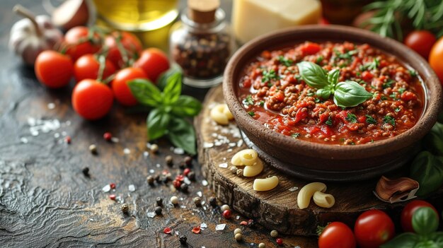 Photo arrière-plan de la nourriture arrière-fond de la nourriture italienne avec des pâtes ravioli tomates olives et basilic