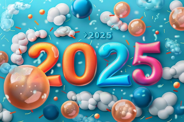 Arrière-plan de la nouvelle année 2025 carte de vœux et logo de conception de la bannière de la veille de la fête heureuse