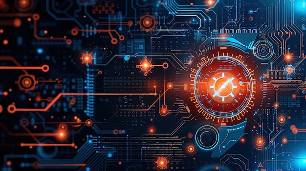 Arrière-plan numérique abstrait avec carte de circuit imprimé Concept technologique i génératif