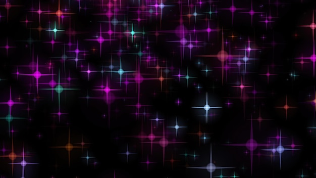 Arrière-plan numérique de nombreuses étoiles colorées et clignotantes Rendu 3d généré par ordinateur