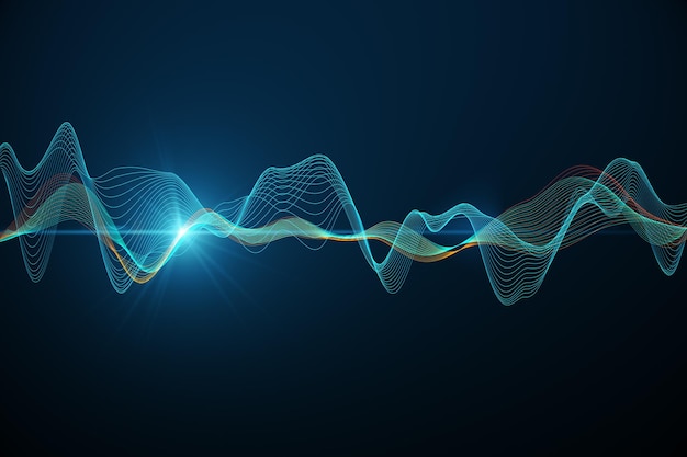 Arrière-plan d'ondes numériques bleues abstraites