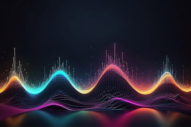 Arrière-plan des ondes sonores abstract des lignes lumineuses arrière-plan égaliseur d'ondes sonores numérique génératif ai