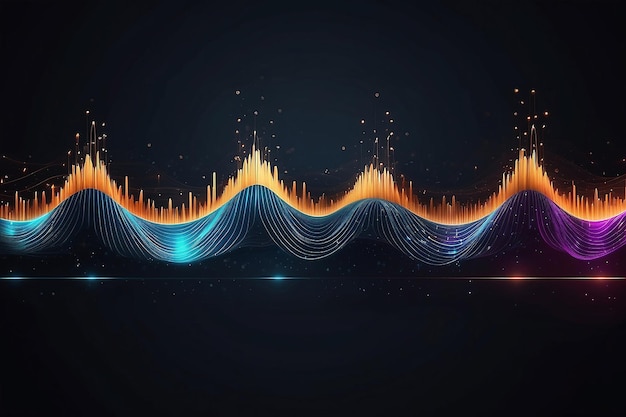 Arrière-plan des ondes sonores abstract des lignes lumineuses arrière-plan égaliseur d'ondes sonores numérique génératif ai