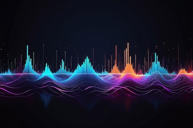 Arrière-plan des ondes sonores abstract des lignes lumineuses arrière-plan égaliseur d'ondes sonores numérique génératif ai