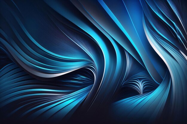 Arrière-plan ondulé bleu abstrait rendu 3D illustration 3D