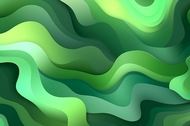 Arrière-plan ondulé vert abstrait avec une surface lisse générative ai