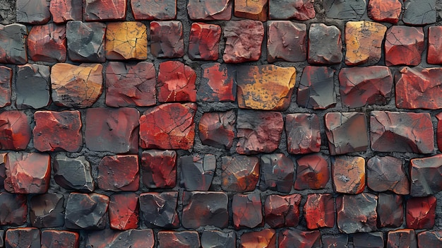 Photo un arrière-plan panoramique en couleur rouge orange avec un motif de mur de briques anciennes