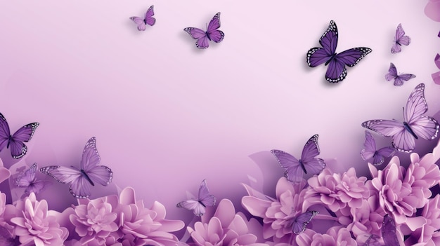 Arrière-plan avec des papillons de couleur lilas