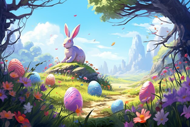 Arrière-plan de Pâques illustrations dans le style Disney