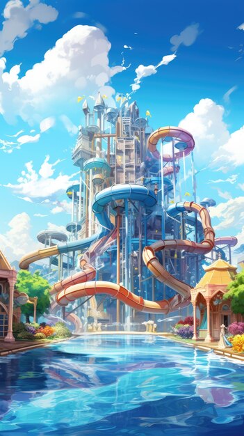 arrière-plan d'un parc d'attractions animé