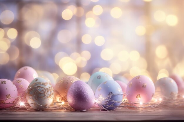 Arrière-plan pastel sur le thème de Pâques avec un éclairage doux et des motifs de printemps délicats pour la joie des fêtes