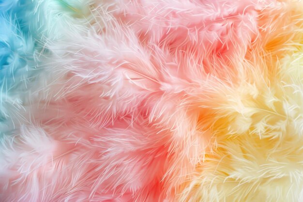 Arrière-plan patchwork arc-en-ciel de plumes avec une brume pastel Tendances de la mode 2019