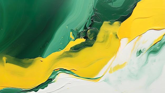 Photo arrière-plan de peinture vert et jaune abstrait avec une texture grunge liquide