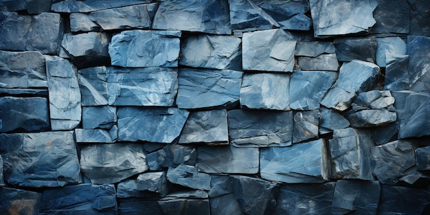 Arrière-plan en pierre bleue Texture rocheuse monochrome close up Bannière grunge bleue avec espace de copie pour votre conception
