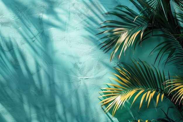 Arrière-plan de plage tropicale minimale avec une texture de ciment bleu menthe