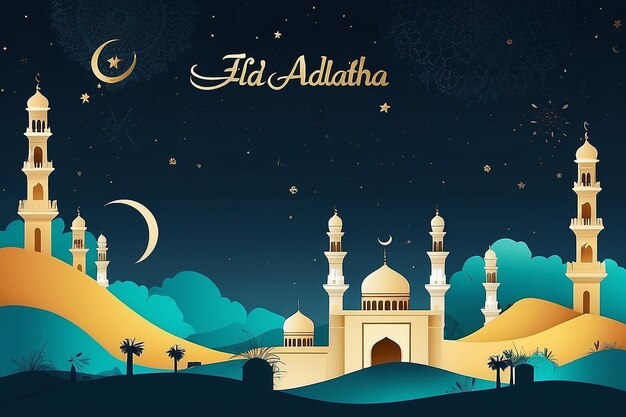 Photo arrière-plan plat pour la célébration islamique de l'aïd al-adha