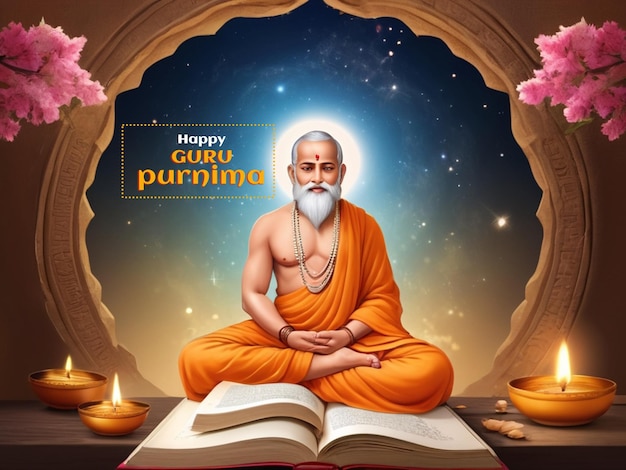 Photo arrière-plan plat pour le guru purnima