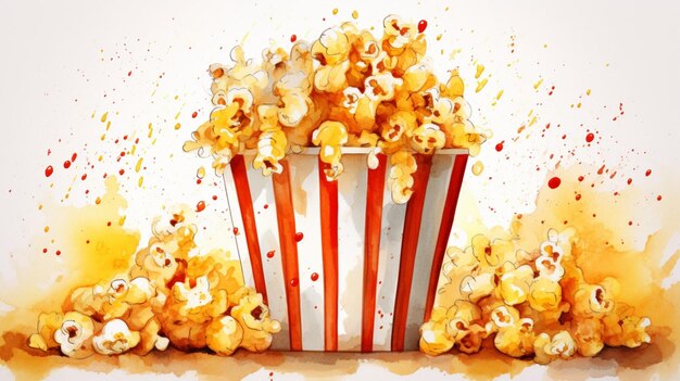 Arrière-plan de pop-corn à l'aquarelle