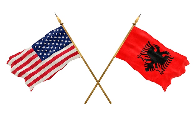 Arrière-plan Pour Les Concepteurs Fête Nationale Drapeaux Nationaux Des états-unis D'amérique états-unis Et Albanie