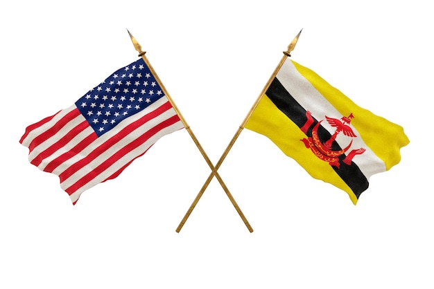 Arrière-plan pour les concepteurs Fête nationale Drapeaux nationaux des États-Unis d'Amérique États-Unis et Brunei