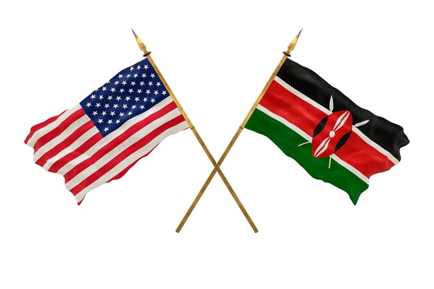 Photo arrière-plan pour les concepteurs fête nationale drapeaux nationaux des états-unis d'amérique états-unis et du kenya