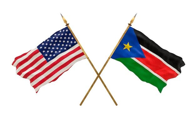 Arrière-plan pour les concepteurs Fête nationale Drapeaux nationaux des États-Unis d'Amérique États-Unis et Soudan du Sud