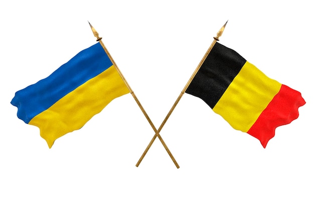 Arrière-plan pour les concepteurs Fête nationale Drapeaux nationaux de l'Ukraine et de la Belgique