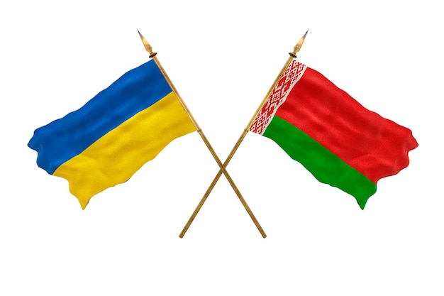 Arrière-plan pour les concepteurs Fête nationale Drapeaux nationaux de l'Ukraine et de la Biélorussie