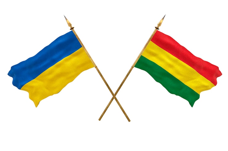 Photo arrière-plan pour les concepteurs fête nationale drapeaux nationaux de l'ukraine et de la bolivie