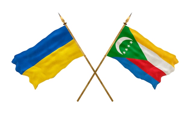 Arrière-plan pour les concepteurs Fête nationale Drapeaux nationaux de l'Ukraine et des Comores