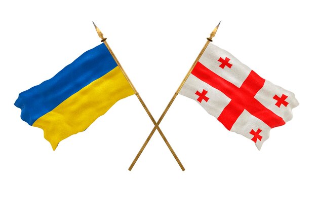 Arrière-plan pour les concepteurs Fête nationale Drapeaux nationaux de l'Ukraine et de la Géorgie