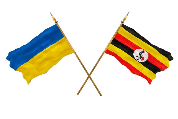 Arrière-plan pour les concepteurs Fête nationale Drapeaux nationaux de l'Ukraine et de l'Ouganda