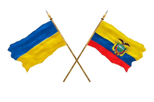 Arrière-plan pour les concepteurs Fête nationale Drapeaux nationaux de l'Ukraine et de l'Équateur
