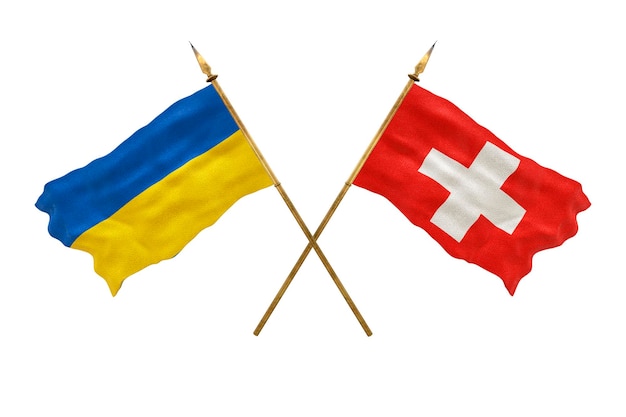 Arrière-plan pour les concepteurs Fête nationale Drapeaux nationaux de l'Ukraine et de la Suisse