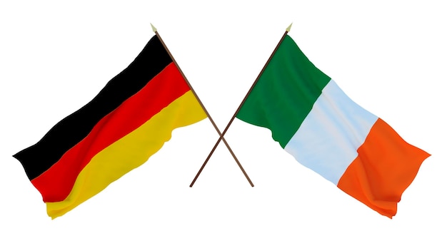 Arrière-plan pour les concepteurs illustrateurs Drapeaux de la fête de l'indépendance nationale Allemagne et Irlande