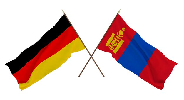 Arrière-plan pour les concepteurs illustrateurs Drapeaux de la fête de l'indépendance nationale Allemagne et Mongolie