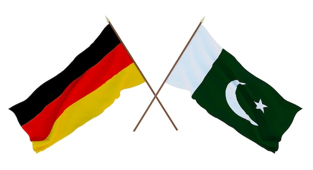 Arrière-plan pour les concepteurs illustrateurs Drapeaux de la fête de l'indépendance nationale Allemagne et Pakistan