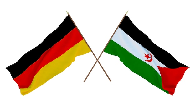 Arrière-plan pour les concepteurs illustrateurs Drapeaux de la fête de l'indépendance nationale Allemagne et République arabe sahraouie démocratique